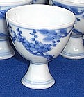 A Dozen Blue and White stem cup, Tianqi period