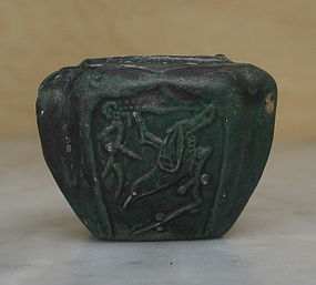 Rare Green glazed square small pot,Ming period