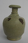 A  Vase With Iron-Brown Spotted With Celadon Glazed