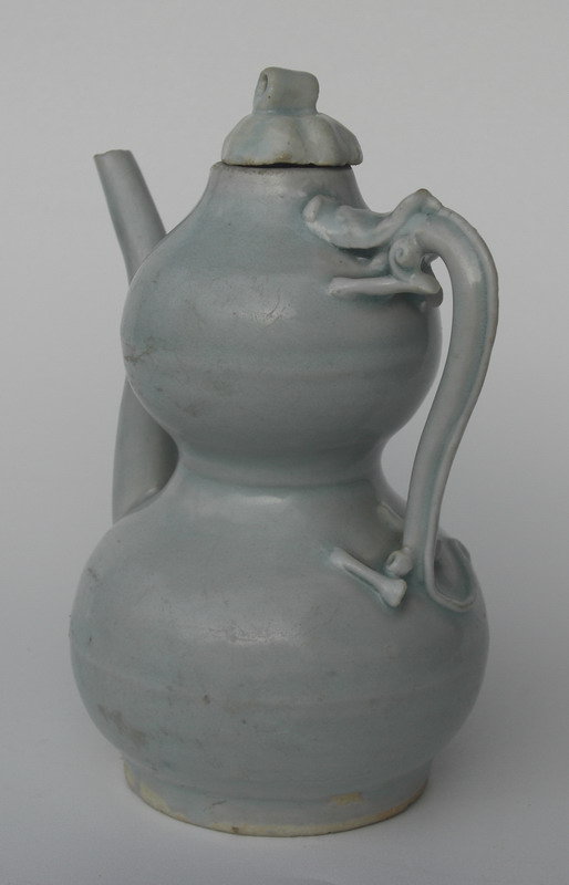 A Yuan Dynasty Double Gourd Ewer With Dragon Handle