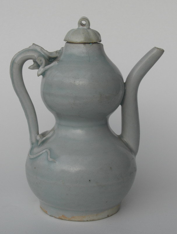 A Yuan Dynasty Double Gourd Ewer With Dragon Handle