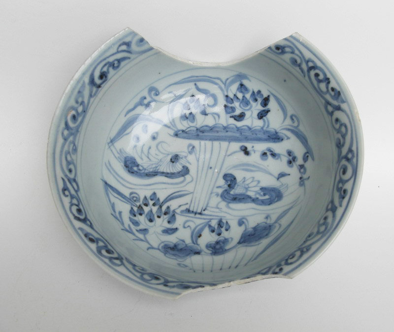 Yuan Dyn Blue and White Bowl With Mandarin Duck Motive