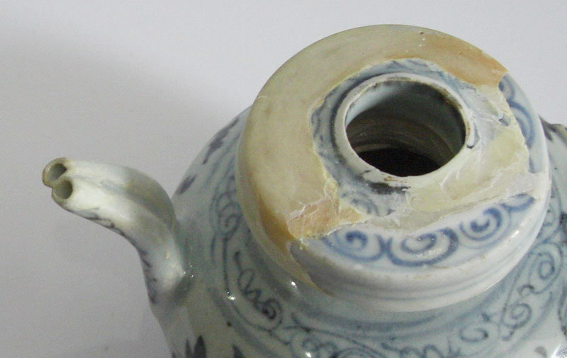 Yuan Dynasty Blue and White Double Spout Ewer