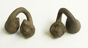 A Pair Srivijaya Bronze Earrings, 9th~10th Century