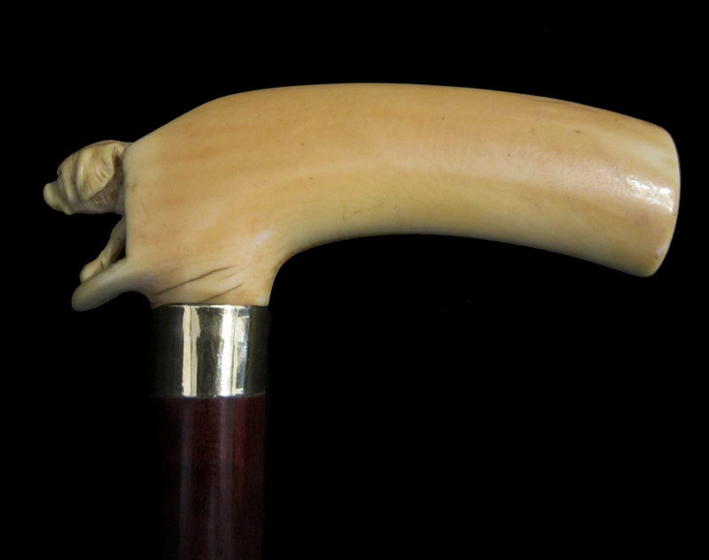 Ivory Handle Dog Walking Stick