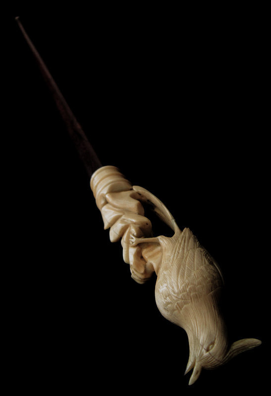 Carved Ivory Bird Walking Stick