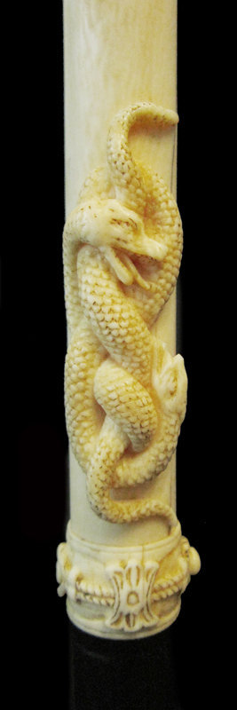 Ivory Two Snake Short Sword Walking Stick