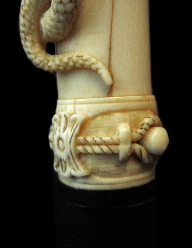 Ivory Two Snake Short Sword Walking Stick