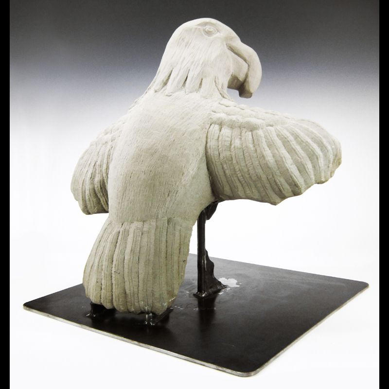 Eagle on Stand, Tim Lewis Stone Sculpture