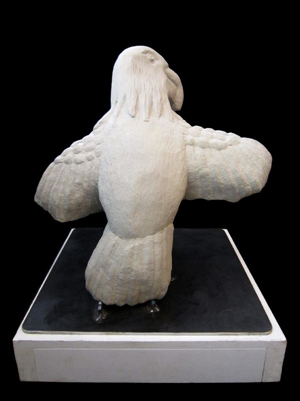 Eagle on Stand, Tim Lewis Stone Sculpture