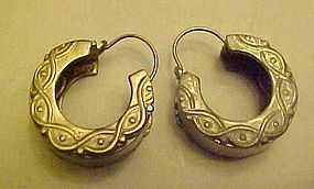 Sterling silver  pierced hoop style earrings