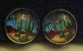 Vintage butterfly wing silver earrings  with desert