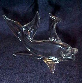 Hand blown clear glass beta fish coy goldfish figurine