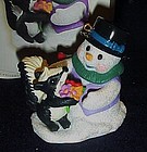 Hallmark  ornament Snow Buddies snowman and skunk