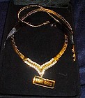 Glam gold plate necklace with Austrian crystal set cent