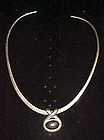 Modern collar necklace with hemotite slide pendant 925