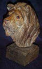 Hand carved lions head with glass eyes