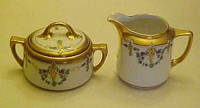 Great Nippon hand painted WA Pickard creamer & sugar