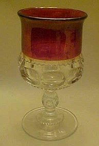 Tiffin kings crown water goblet ruby flashed  5 3/4"