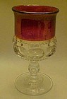Tiffin kings crown water goblet ruby flashed  5 3/4"