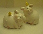Large pig s&p shakers with little chicks on the pigs