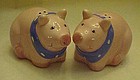 CoCo Dowley Pink pigs in scarf salt & pepper shakers