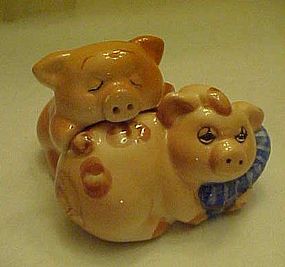 Dirty  sleepy little pigs salt and pepper shakers