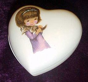 Vintage Karen Carson porcelain heart box with candle