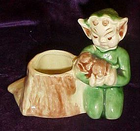 Walker-Renaker pixie Brownie by stump toothpick holder