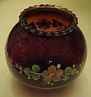 Hand painted Royal Ruby ball vase