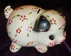 Old hand painted ceramic  piggy bank VERY CUTE!!