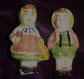 Miniature German boy and girl figurines h/p clay