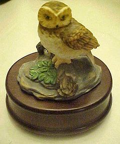 Musical porcelain owl figurine