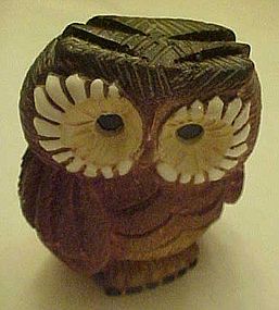 Mixed glaze stoneware owl figurine