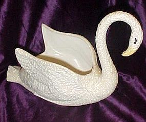 Vintage ceramic spatter  white swan planter