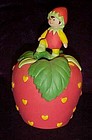 Avon porcelain strawberry bell with little elf 1993