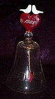 Lead crystal bell with hand blown heart and doves