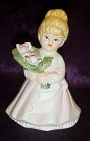 Little girls holding roses porcelain bell