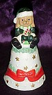 Porcelain puppy dog Santa  Christmas bell