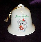 Russ porcelain Christmas bell ornament with mouse