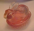 LE Smith pink bunny on nest candy container