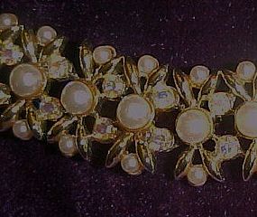 Chic  Kramer faux pearls and aurora rhinestone necklace
