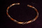 Vintage solid copper twist clamp bracelet