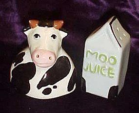 Cow and Moo juice salt and pepper shakers