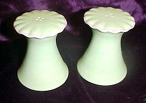 Light green ceramic salt and pepper shakers