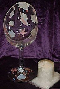 Hand painted seashells tall glass candle holder