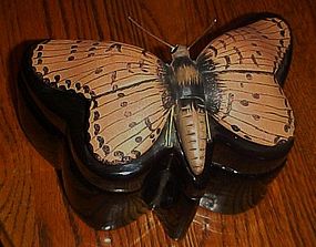 Large realistic ceramic butterfly moth box