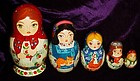 Large hand painted Russian matryoshka nesting doll set