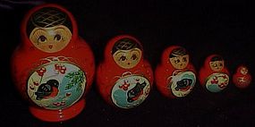 Set of 5 wooden Russian nesting dolls Matryoshka