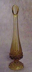 Fenton amber hobnail footed bud vase